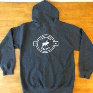 Caribou Coffee full zip hoodie "life Is short"
